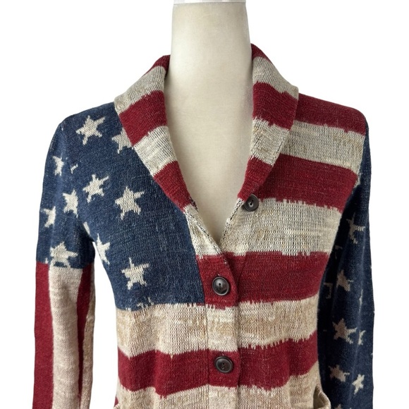 Denim & Supply Ralph Lauren American Flag Sweater Cardigan Size Medium Cotton - Picture 3 of 16